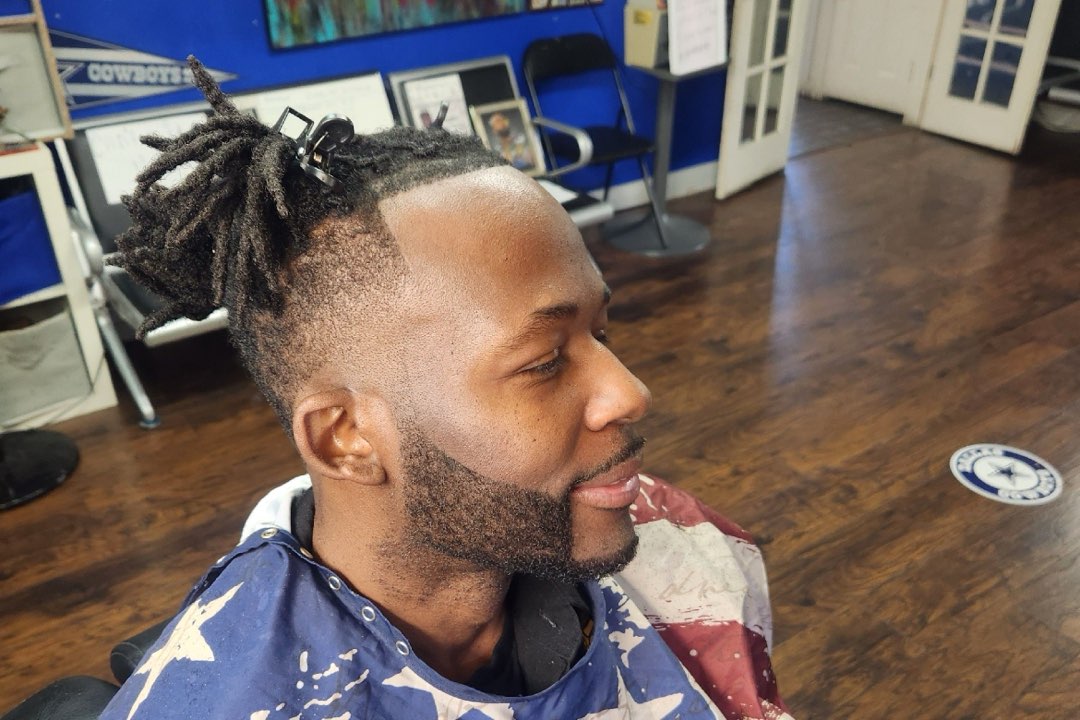 Sharp beard line-up at Sees Barbershop, Concord, CA